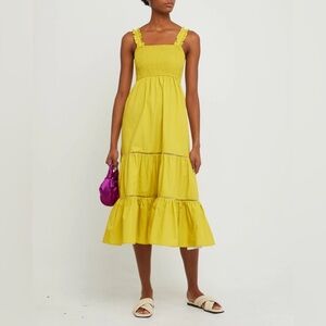 o.p.t Colette Cotton Chartreuse Sun Dress 100% cotton | size L